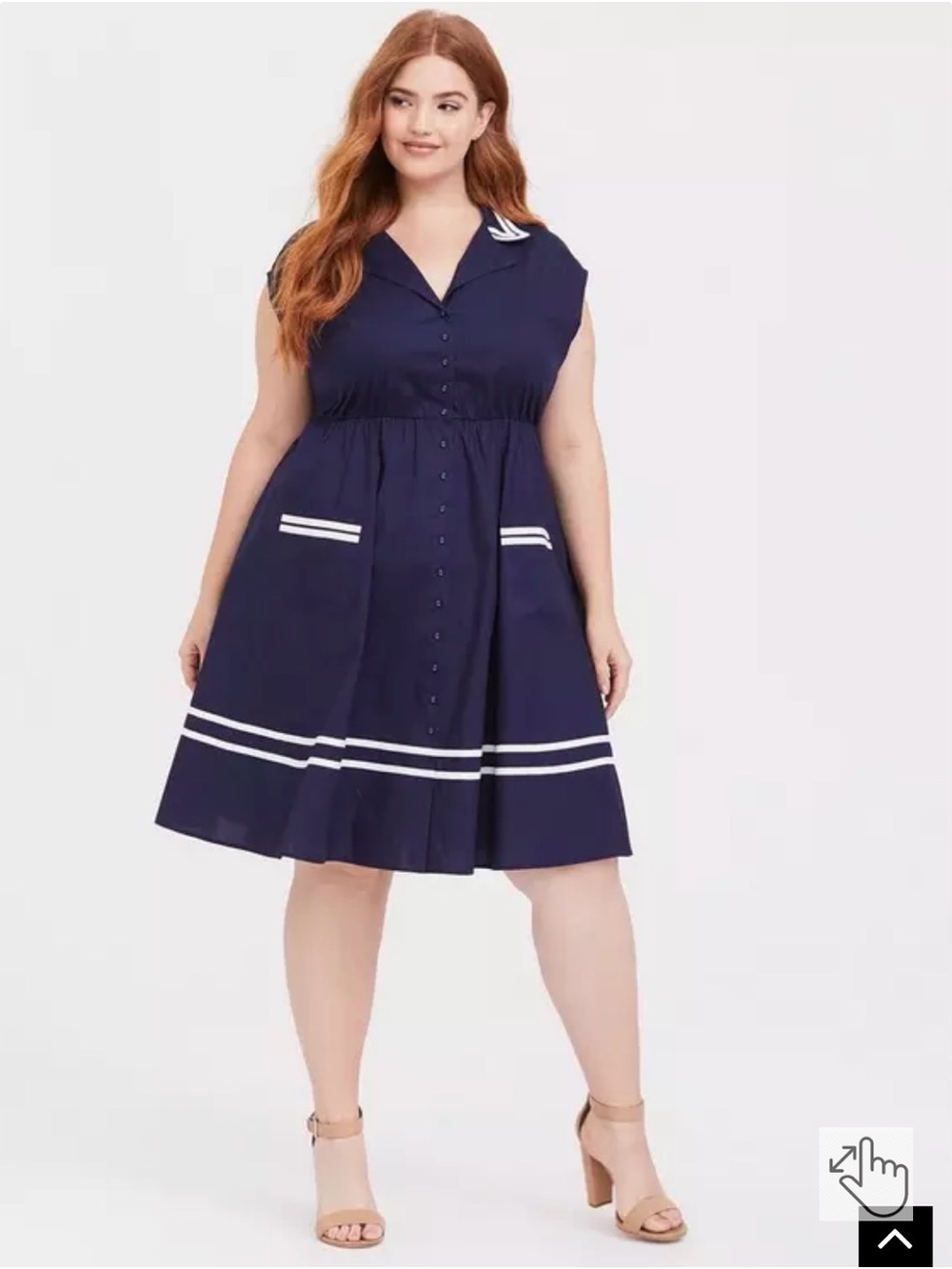 Torrid Plus Size Navy Button Front Sailor Swing Dress Nautical Size 2X